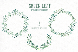 Green Leaf Watercolor Clipart