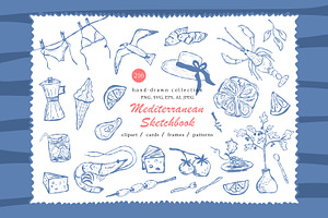 Amalfi coast hand-drawn clipart, a Decorative Illustration by CapriceMeDesigns