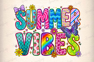 Summer Vibes Png, Retro Summer Png, an Illustration by CreationArt