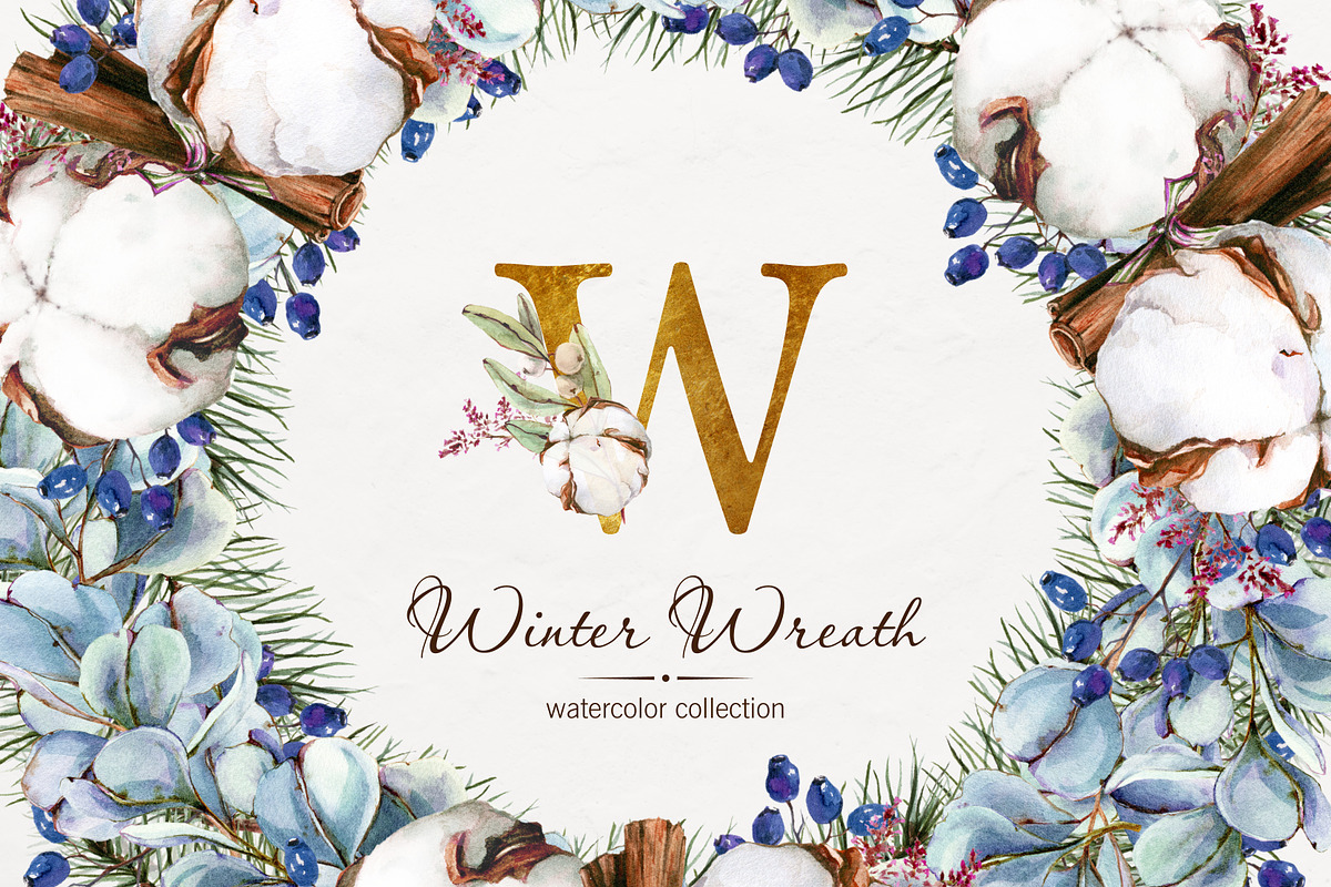 Watercolor Winter Wreaths | Clipart, an Illustration by Fresh-shop (Photo 1 of 9)