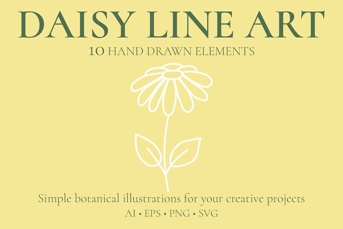 DAISY LINE ART SET, an Outline Icon by OREHOVKA (Photo 4 of 4)