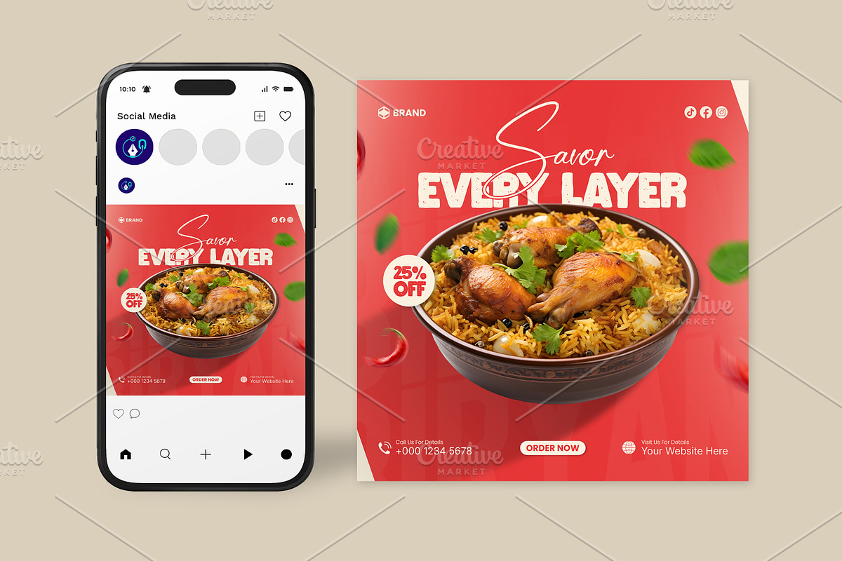 Food Social Media Post Templates, a Social Media Template by vectorlnk (Photo 6 of 6)