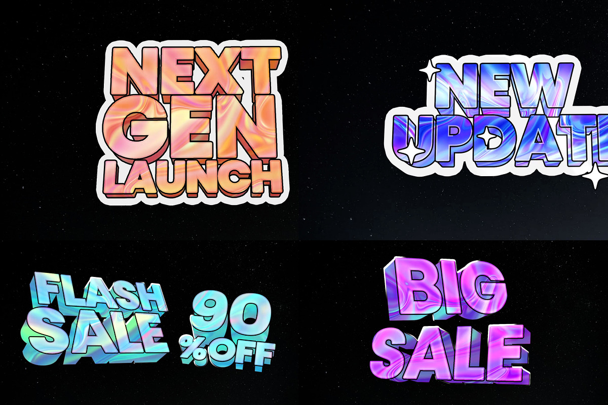 Holographic Text Effect After Effect, a Social Media Template by Loin Studio (Photo 3 of 3)