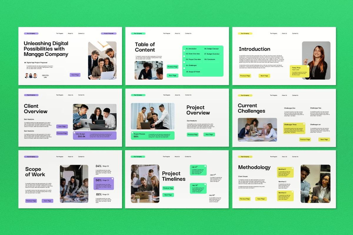 White Green Project Proposal Google, a Presentation Template by graphicook (Photo 2 of 4)