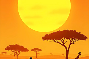Golden Sunset over African Savanna w, a Photo by LOGOCREATIVE