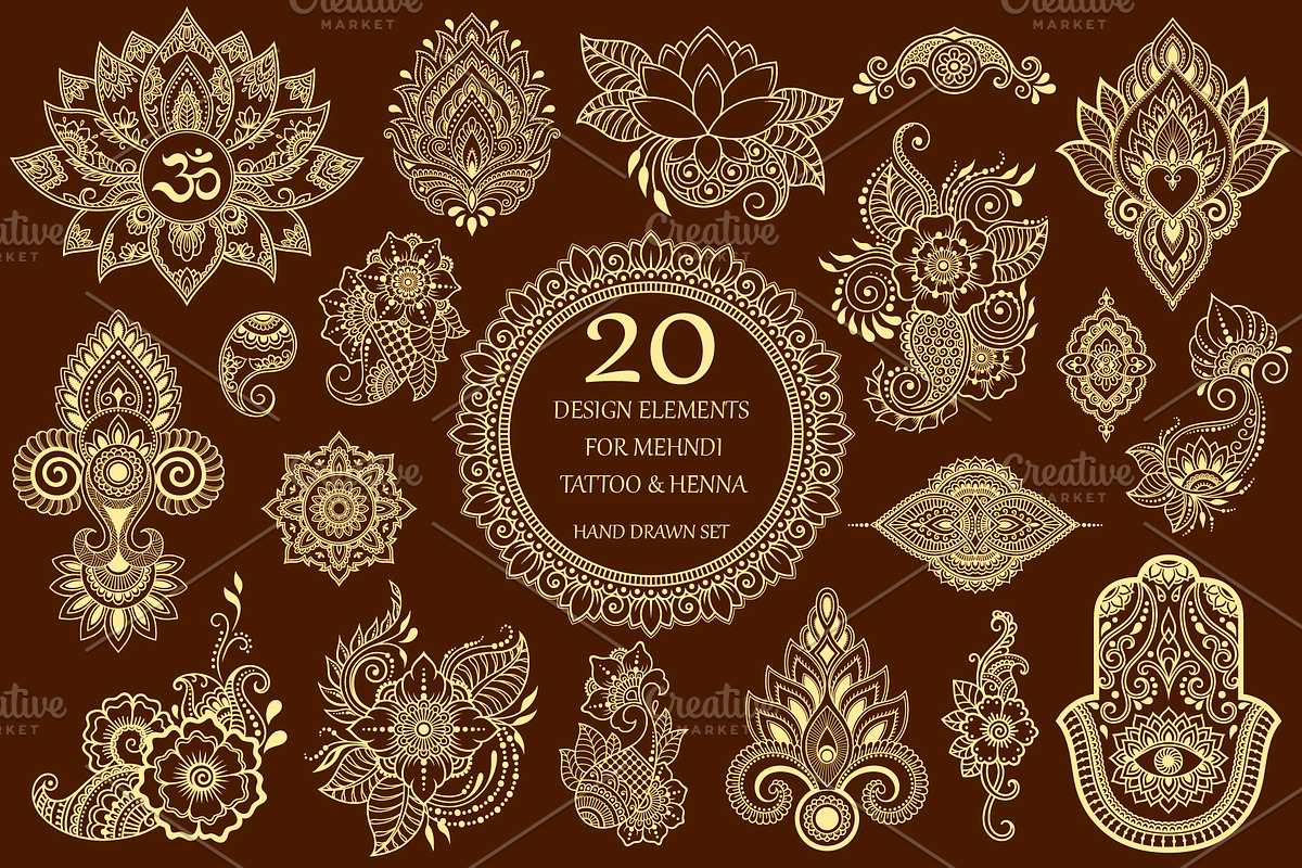 Set floral elements, a Decorative Illustration by Katika Shop (Photo 3 of 6)