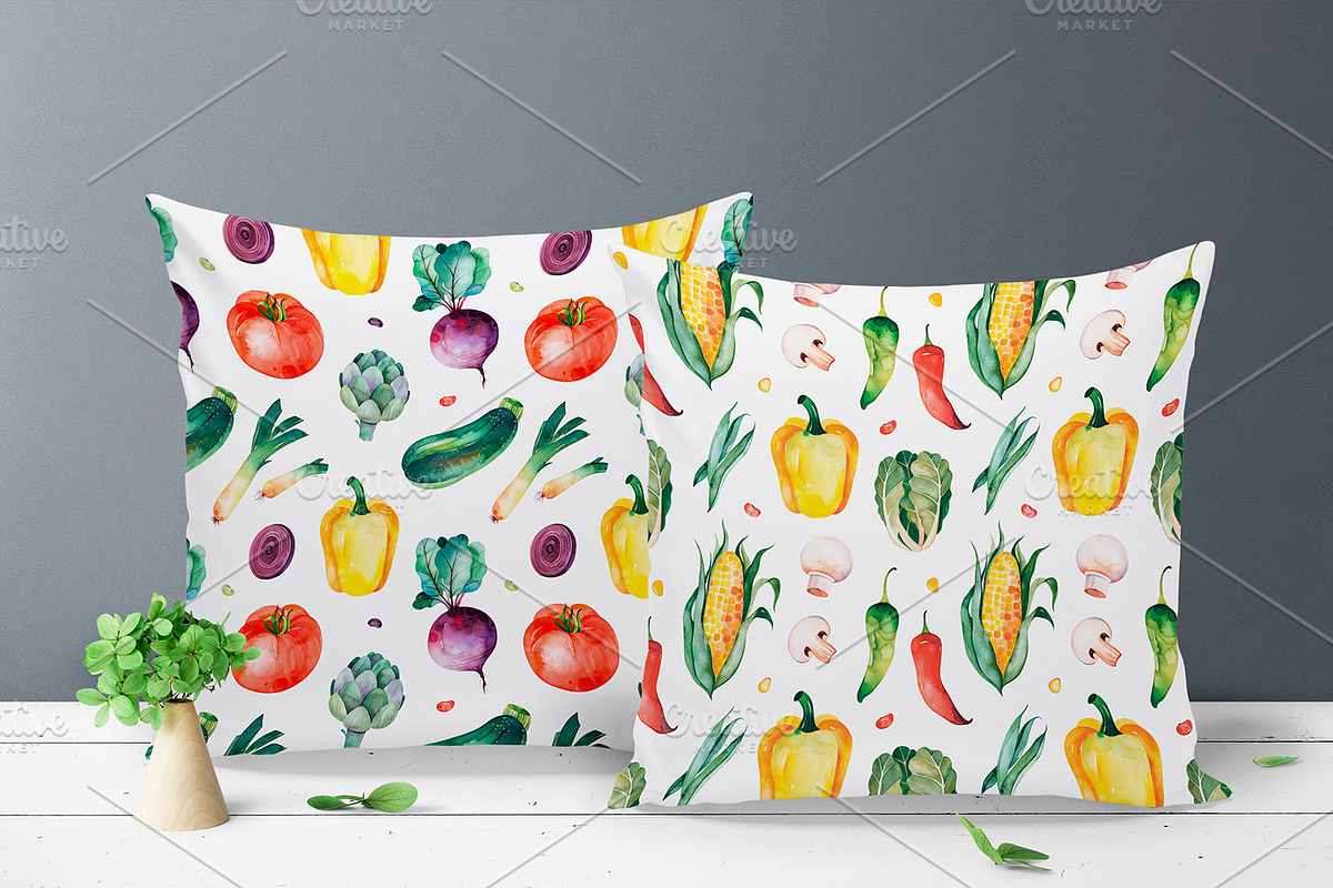 Watercolor Vegetables., a Food Illustration by Kate_Rina (Photo 3 of 3)