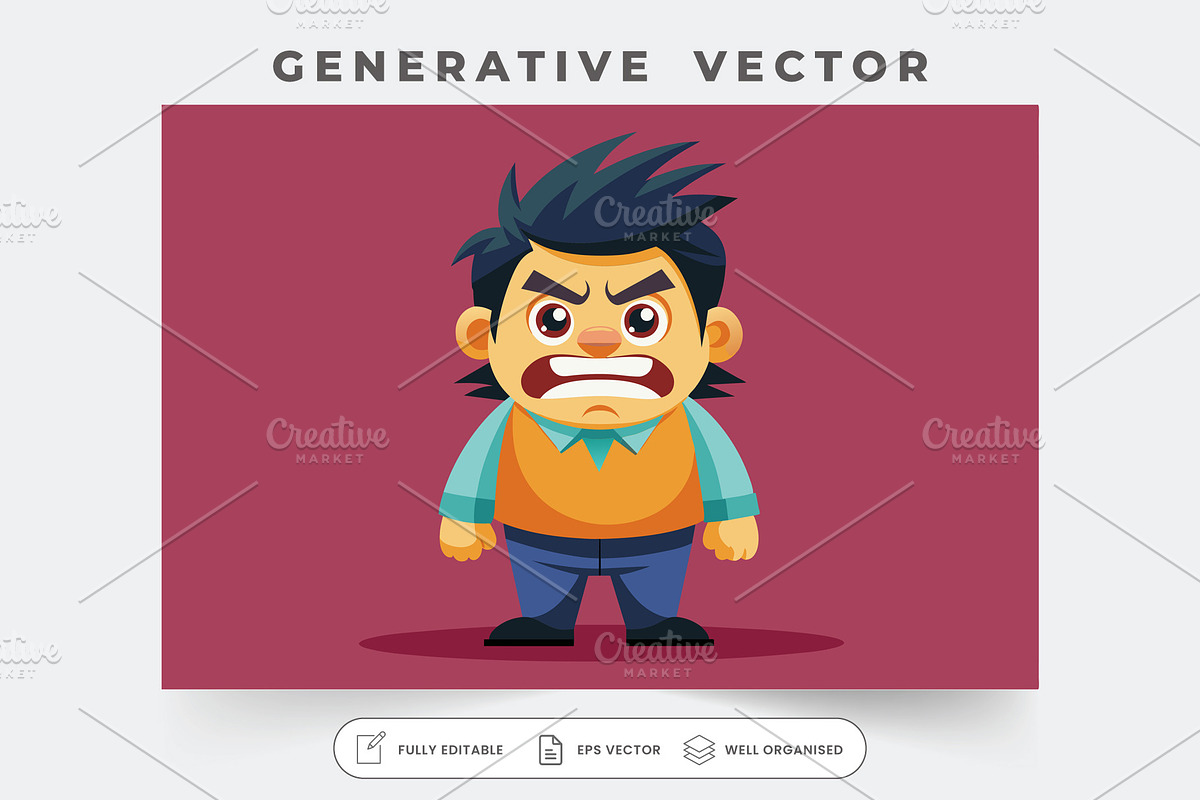 A cartoon character stands defiantly, a Graphic by SouravDesign