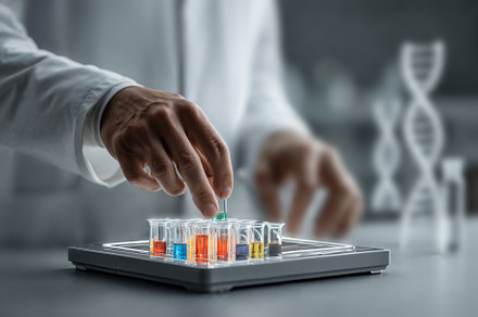 Conducting chemical experiments in a medical laboratory, a Health & Medical Photo by OSORIOartist