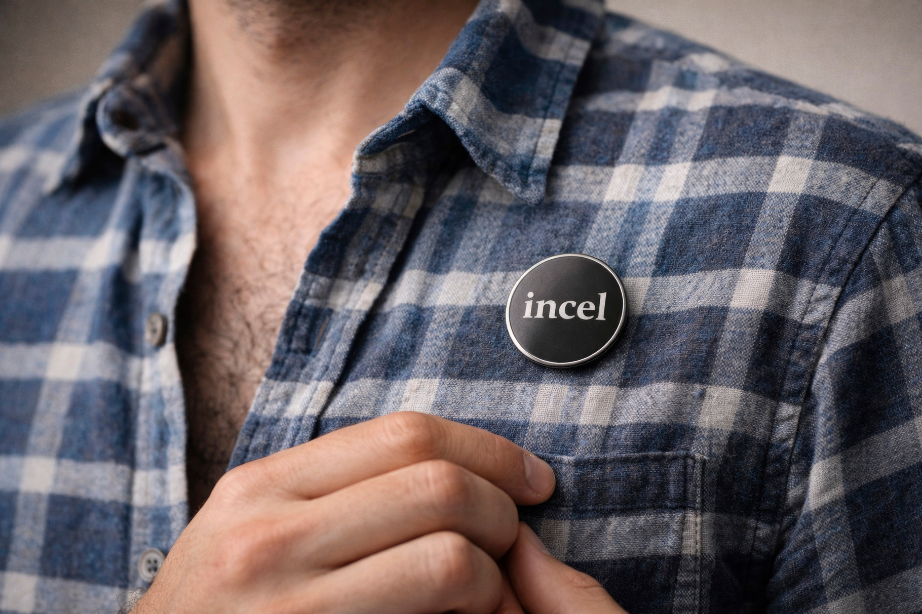 a man adjusts an incel pin, generative AI, a Photo by Nito