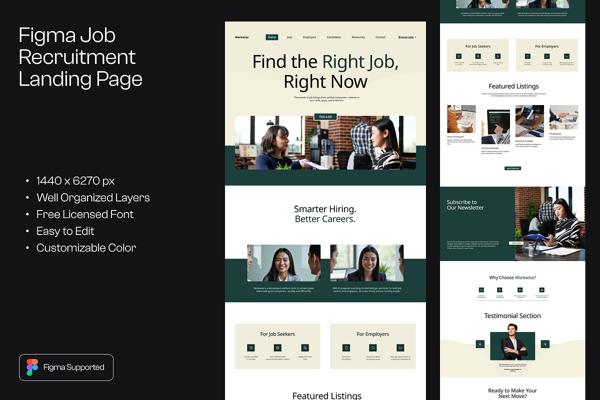 Figma Job Recruitment Landing Page, a Landing Page Template by Musara (Photo 1 of 5)