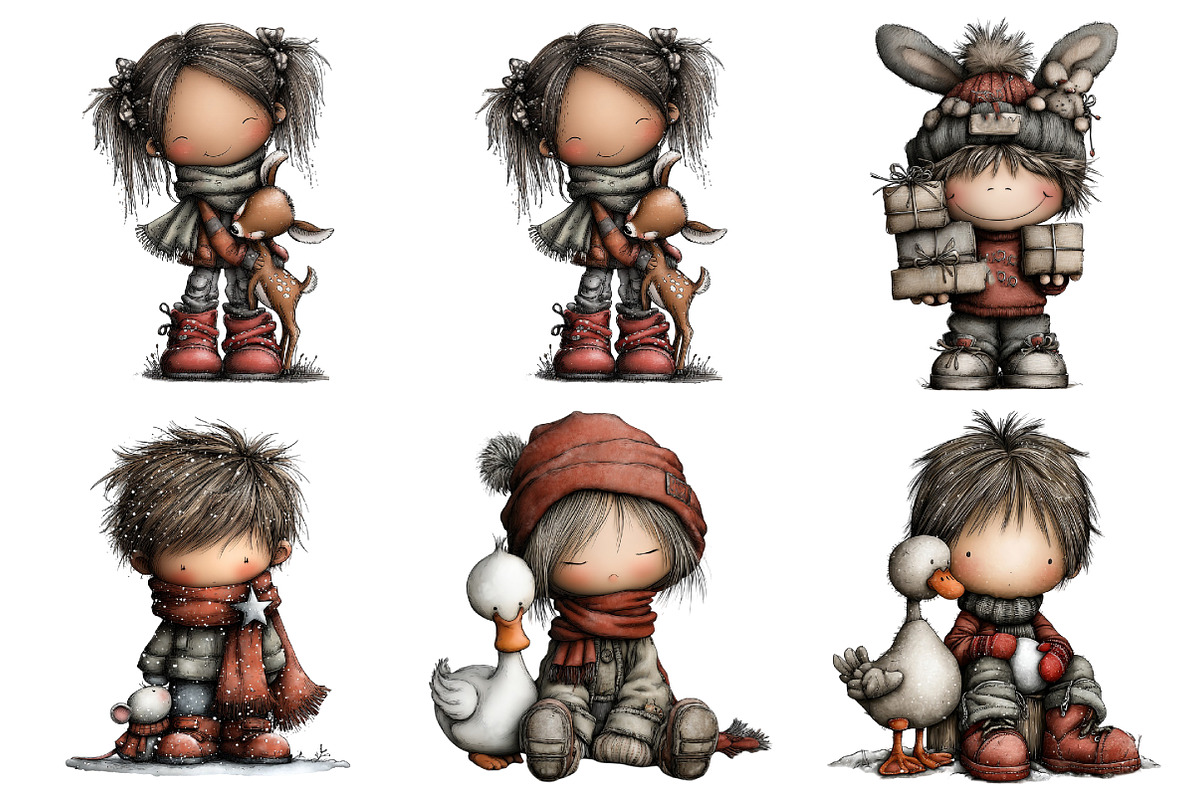 Winter Girls with Animal Friends, an Illustration by Daily.Designs (Photo 2 of 5)