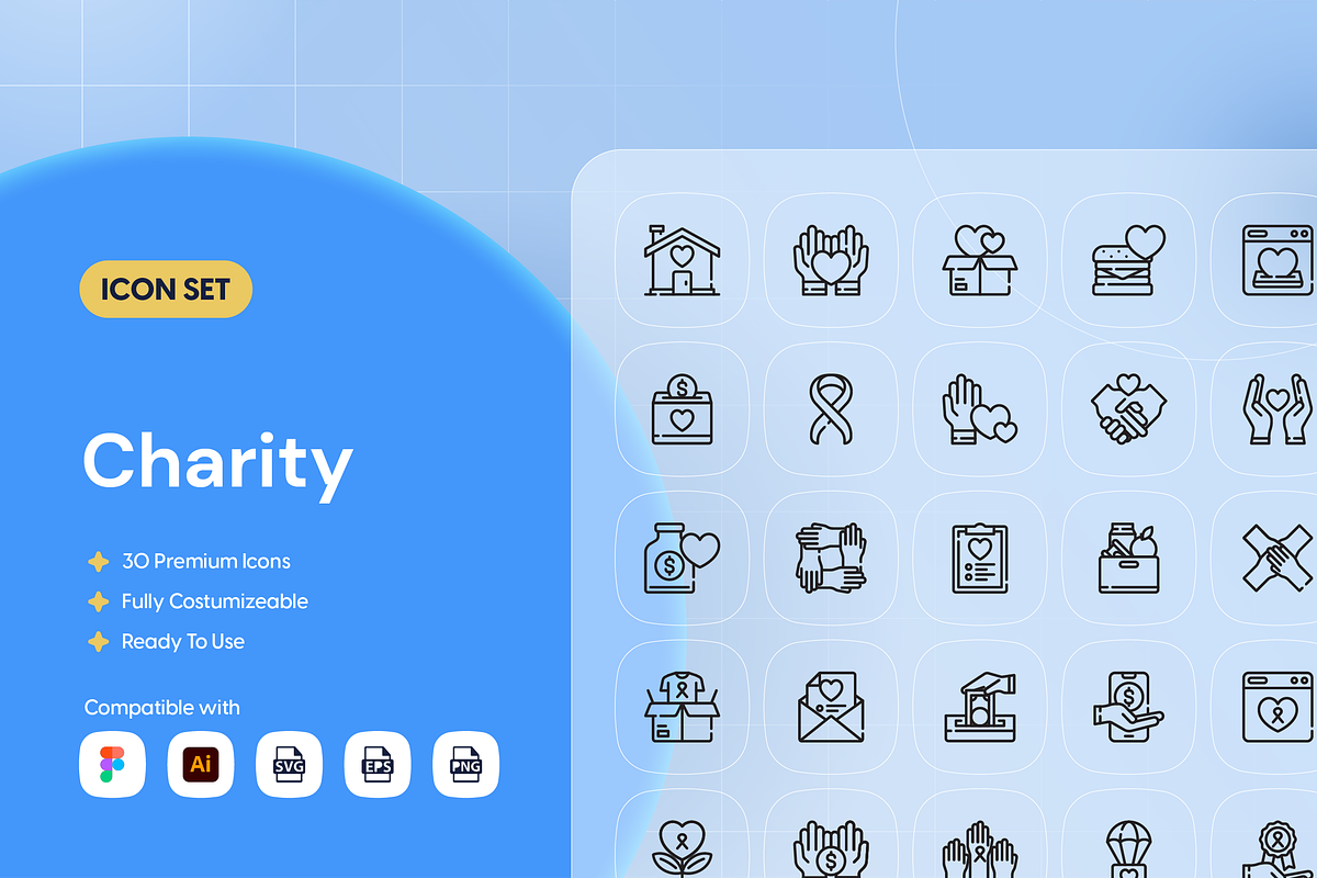 Outline Charity Icon Set, an Outline Icon by Nathaya Studio (Photo 1 of 2)