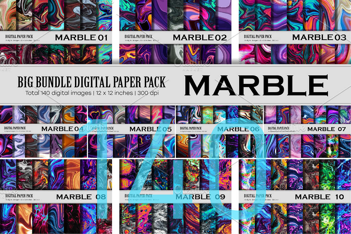 Big Bundle Digital Paper Marble., a Texture Graphic by KENO Mascots (Photo 1 of 11)