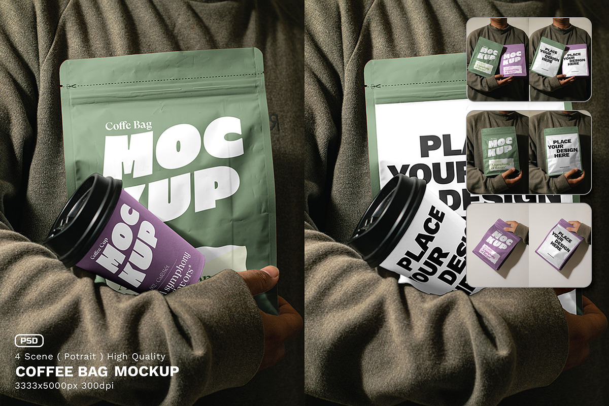 Coffee Bag Mockup - VOL 1, a Product Mockup by Simetrica Labs (Photo 1 of 5)
