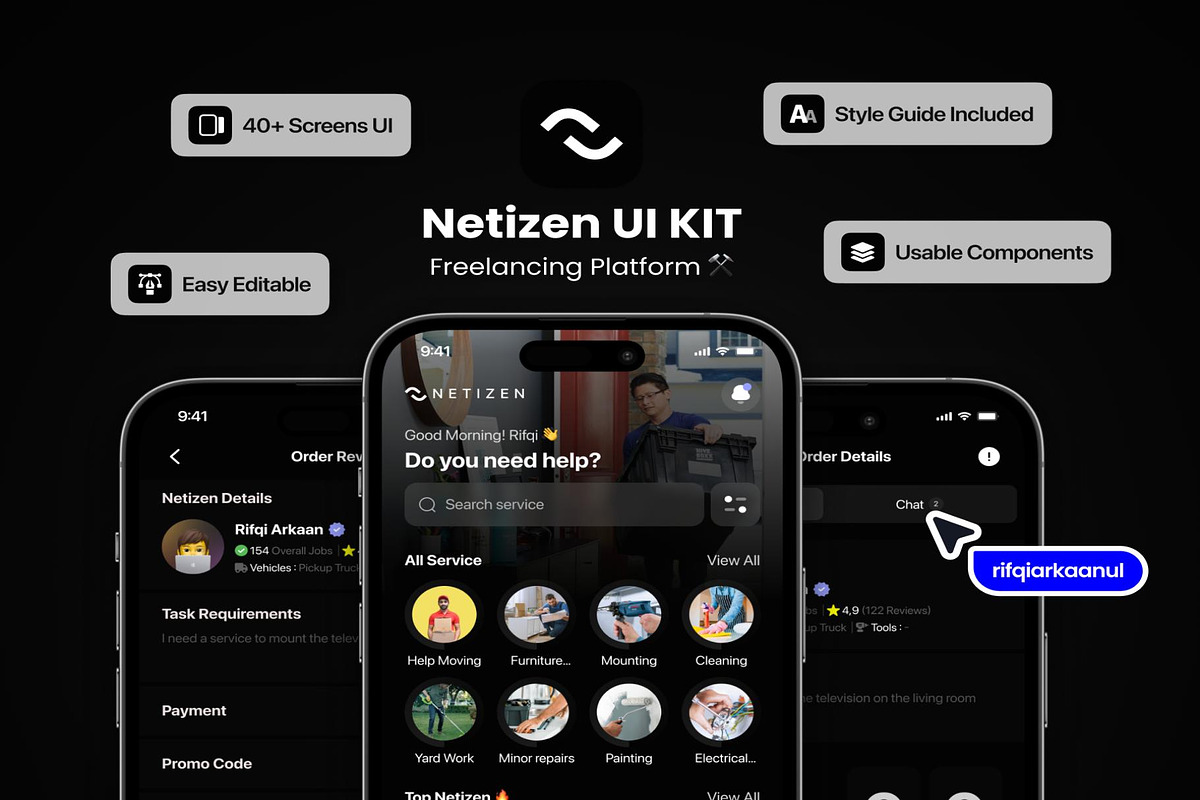 Netizen Freelance UI KIT, an UI Kit Template by Lumina_ui_ux202 (Photo 1 of 6)
