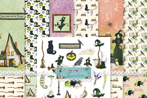 Vintage Halloween Scrap Kit (No-AI), a Pattern Graphic by MadeByAmaranta