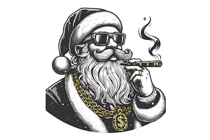 Gangsta Santa smoking cigar with, an Illustration by AlexArt