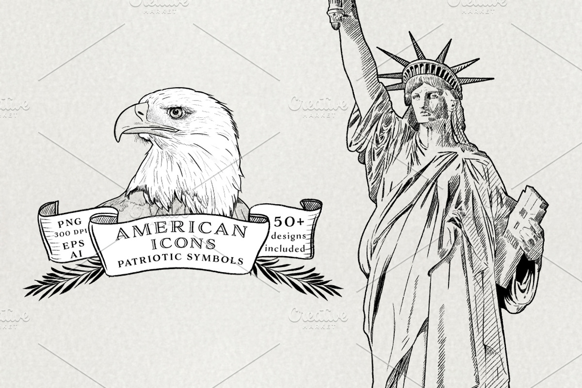 American Symbols Patriotic Sketches, an Illustration by becky nimoy (Photo 1 of 5)