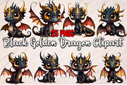 Black Golden Dragon Clipart 25 PNGs, an Animal Illustration by Leakedink (Thumbnail 1 of 3)