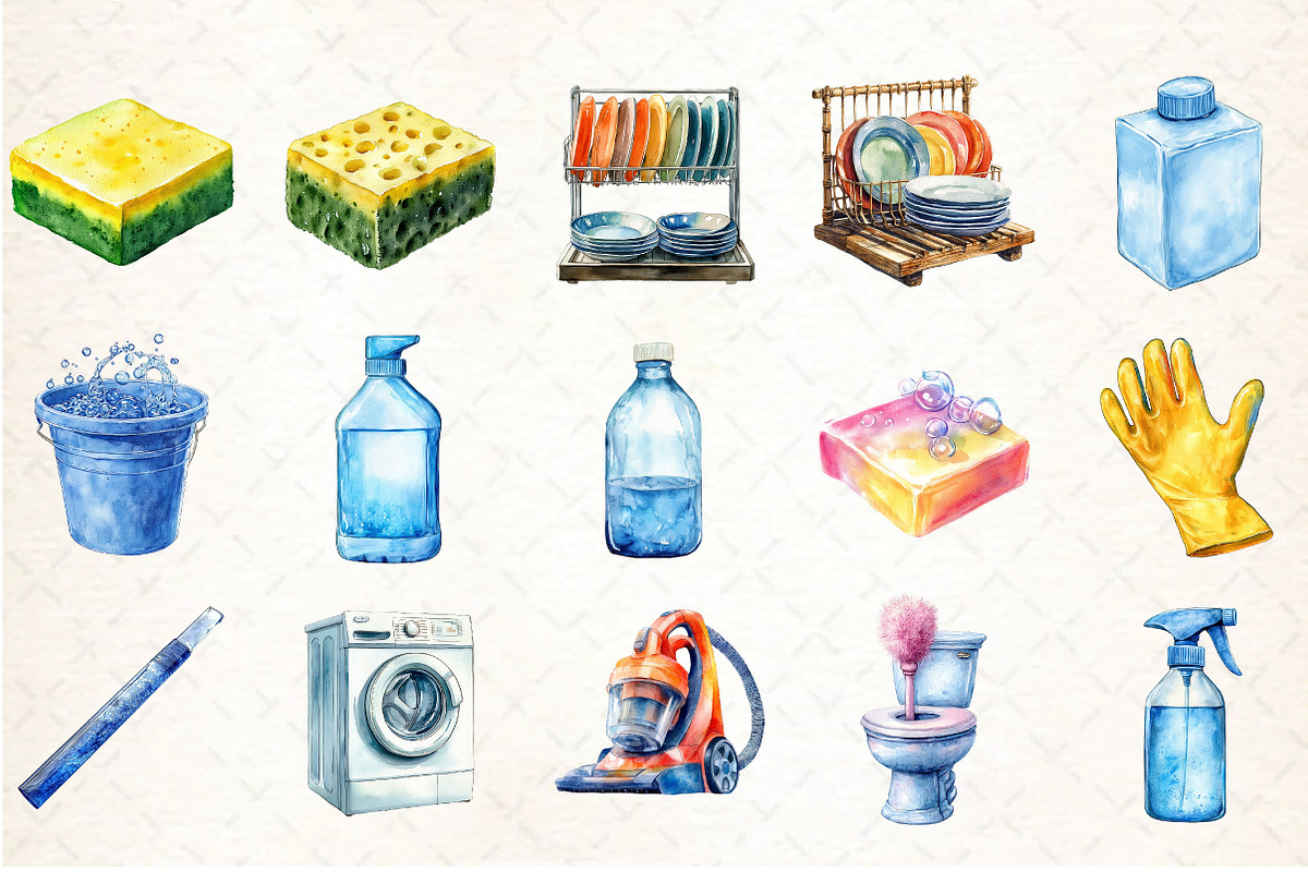 Cleaning Supplies Clipart Bundle, an Illustration by DreamCafeArt (Photo 3 of 4)