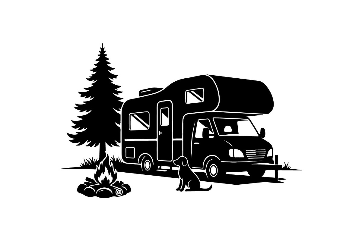Outdoor Camping Scene Silhouettes Se, an Object Graphic by yasushie (Photo 2 of 6)