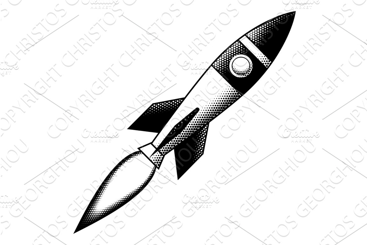 Cartoon Rocket Space Ship Retro, an Illustration by Christos Georghiou