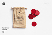 Drawstring Bag with Wax Seals Mockup, an Advertising Mockup by Custom Scene (Thumbnail 2 of 11)