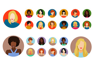 Female Avatars Set 52 Icons