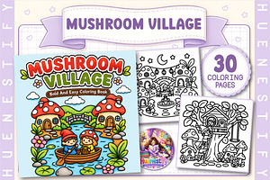 Mushroom Village Coloring Book