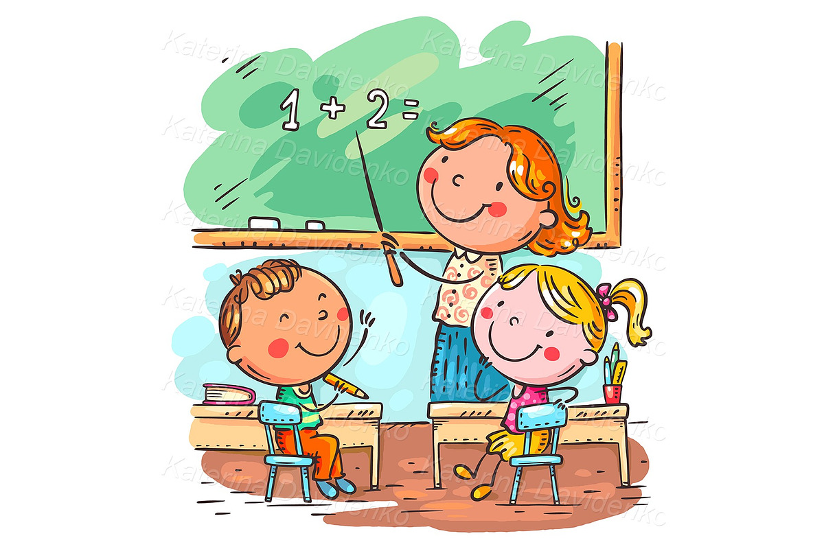 Kids learning math with teacher, an Education Illustration by Bubert Art (Photo 1 of 2)