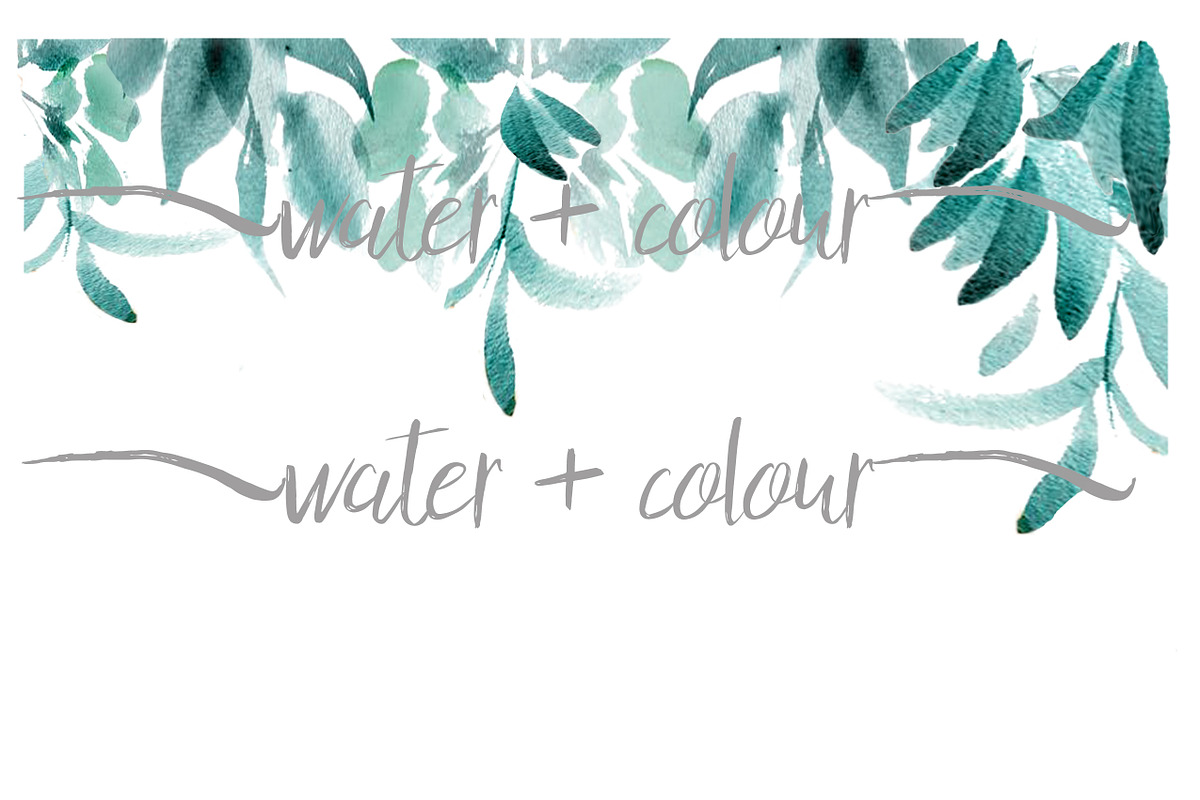 watercolor leaves up/bottom border, an Illustration by water + colour