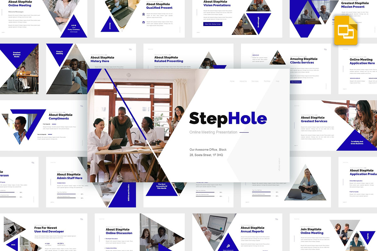 StepHole Online Meeting Google Slide, a Presentation Template by PuriCreative (Photo 1 of 5)