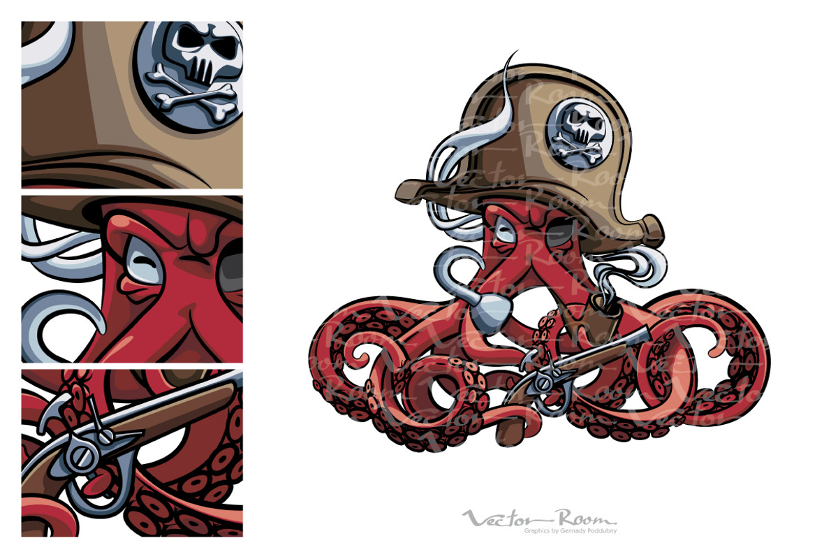Octopus the Corsair, a Person Illustration by Vector Room
