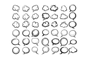 Speech empty bubbles ink sketch, an Object Illustration by Stock-Smart-Start