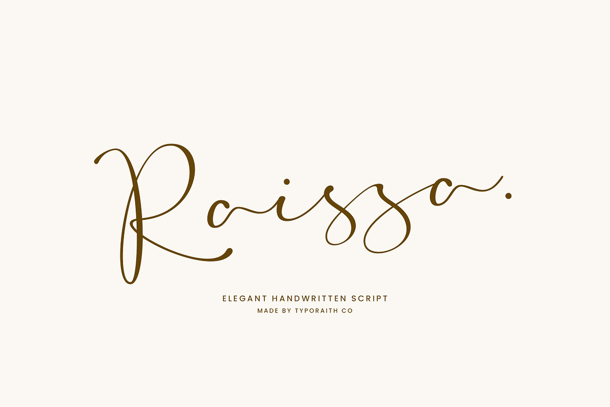 Raissa | Elegant Script Font, a Handwritten Font by Typoraith Co (Photo 1 of 12)