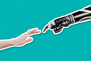 Robot touching female human hand, a Technology Photo by BOOCYS