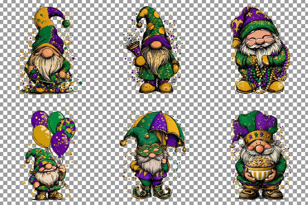 Mardi Gras Gnome Clipart Set, an Illustration by Sublimation Artist (Photo 4 of 6)