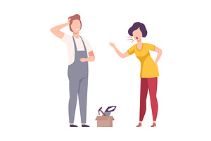 Stressful Working Environment Flat, a Person Illustration by TopVectors