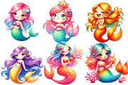 Cute Little Mermaid Clipart, an Illustration by Designworld (Thumbnail 2 of 6)