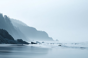 Misty coastal landscape with dark, a Nature Photo by MistyDay