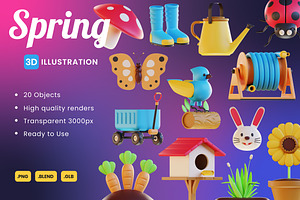 3D Spring Garden Illustration