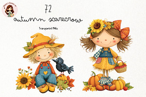 Whimsical Autumn Scarecrow Clipart