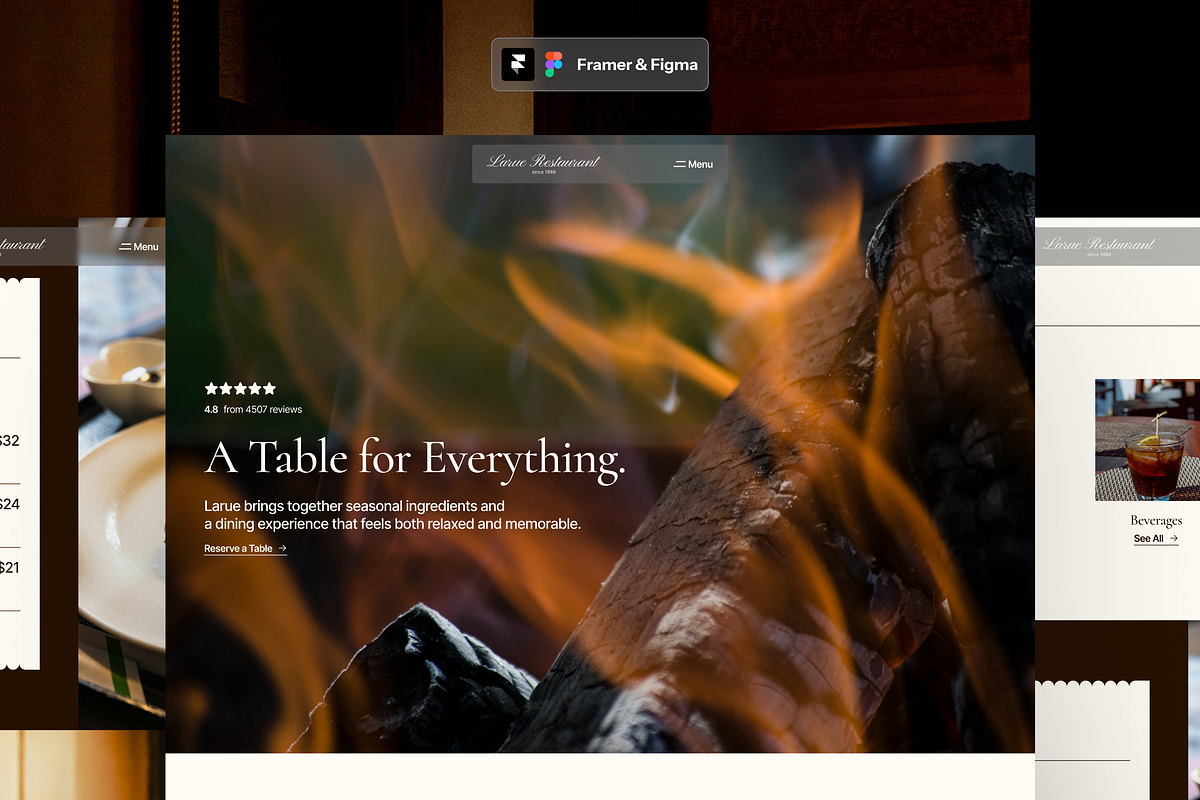 Restaurant Framer & Figma Template, an UI Kit Template by Rozepaars Design (Photo 1 of 5)