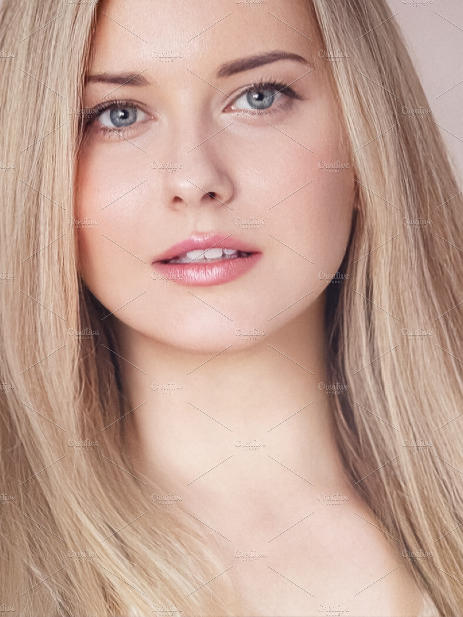 Blonde woman facing camera, featuring natural beauty and glowing, a Person Photo by Studio ANNA