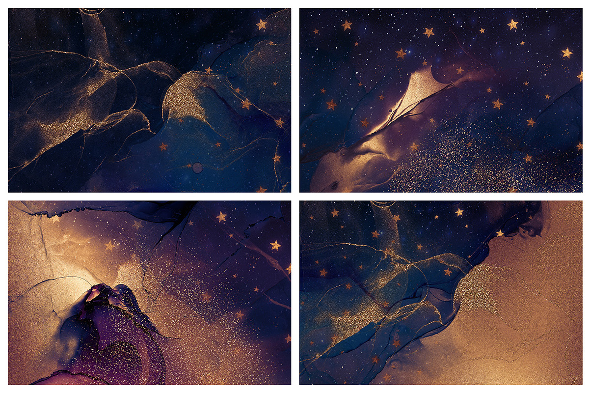 Gold Alcohol Ink & Galaxy Background, a Texture Graphic by by creative paper (Photo 14 of 18)