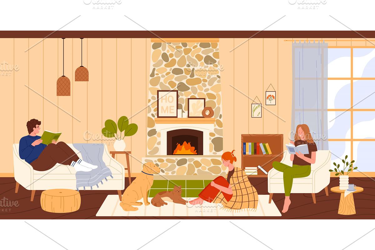 Happy family time together in modern, an Object Illustration by Flashvector