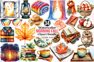 Watercolor Morning Fall Clipart PNG, an Illustration by Canvas Craft