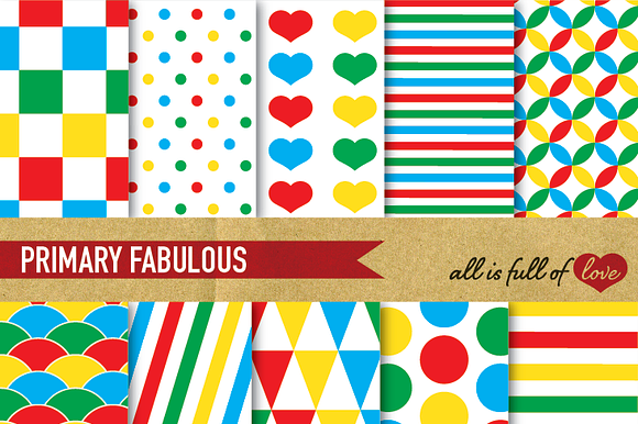 Primary Colors Digital Patterns preview 2