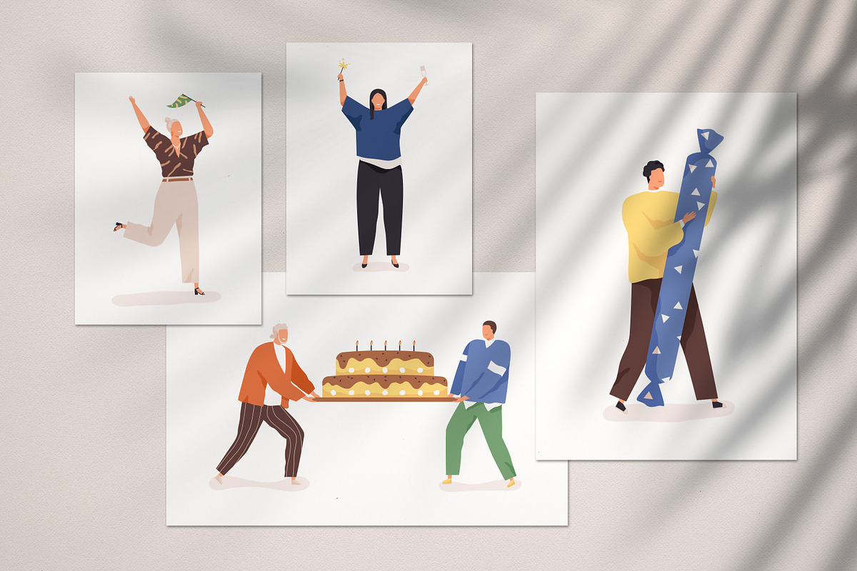 People celebrate happy birthday set, a Person Illustration by Good Studio (Photo 3 of 3)